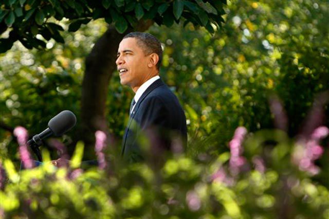 Photograph of President Obama speaking about the Nobel Peace Prize by Gerald Herbert